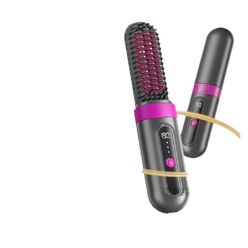 New Wireless Straight Hair Does Not Hurt Negative Ion Mini Portable Dual-purpose Fluffy Artifact Curly Hair Lazy Splint Electric Comb