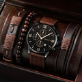 New Foreign Trade Hot-selling Men's Suit Gift Watch 4pcs Bracelet Four-piece Set Men's Watch Calendar Watch Quartz Watch